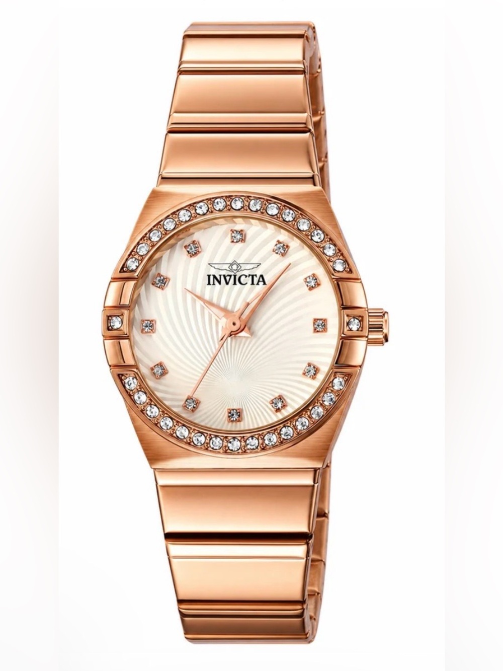 Invicta Angel Women's Watch - 27.8mm, Rose Gold Crystal Bezel NEW